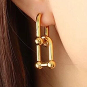 NEW 2" Shackle Chain Hardwear Earrings High End Designer Fashion Jewelry S11